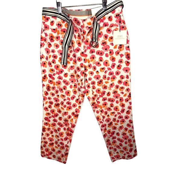 Rafaella Pants - Rafaella Passion Pink Watercolor Pansies Print Capris Size 10